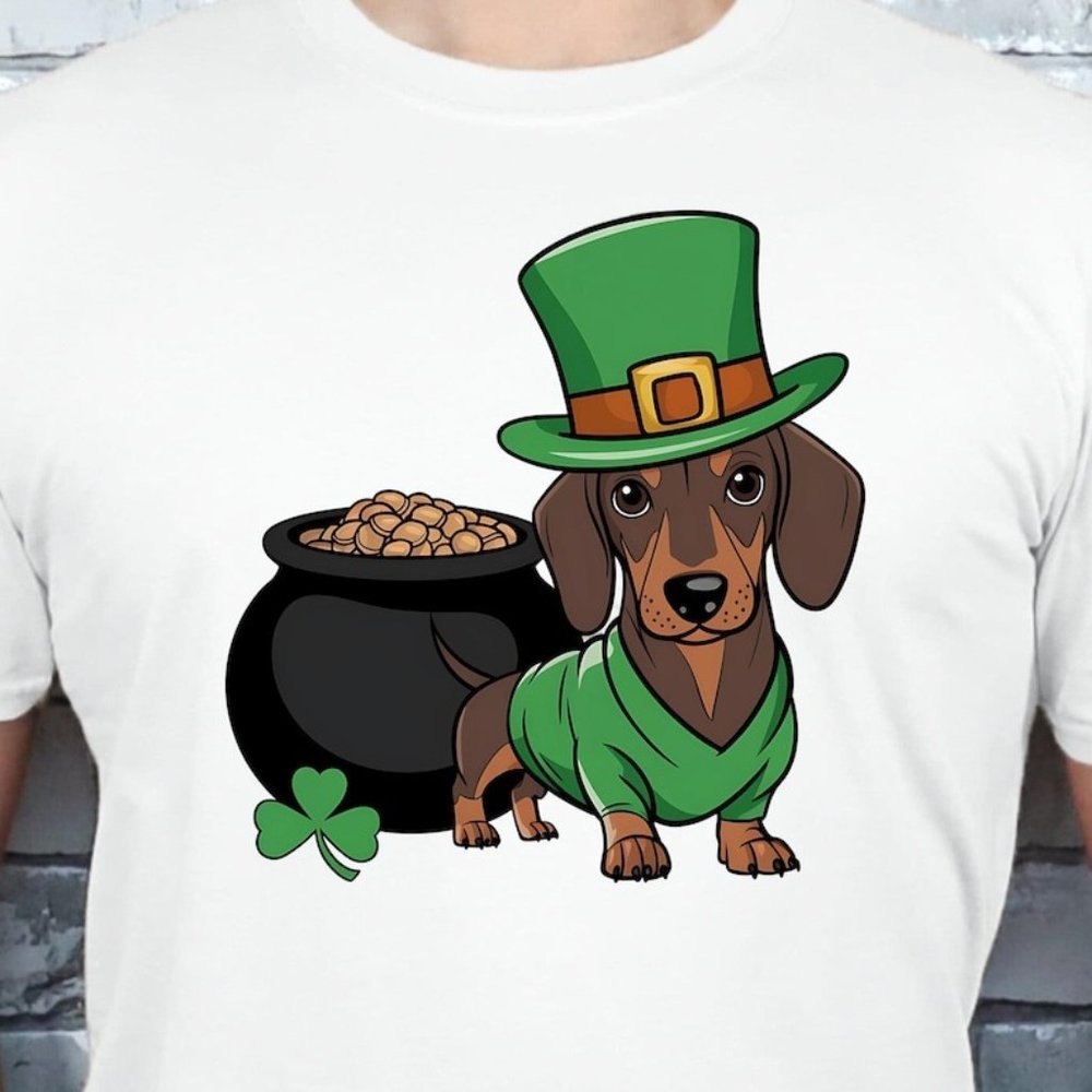 St Patricks Day Dachshund Shirt T1 - Picture 1 of 4